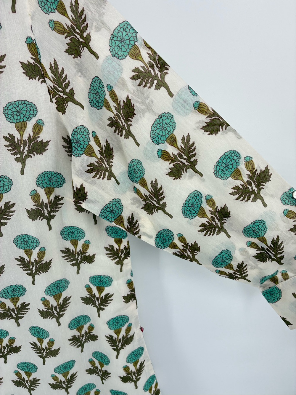 Women’s Floral Print Tunic Dress in Teal and Olive - Picture 4 of 15